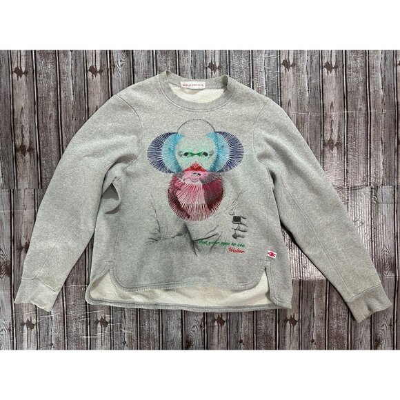 Walter van beirendonck grafic embroidered Sweatshirt color grey size M - Picture 1 of 9